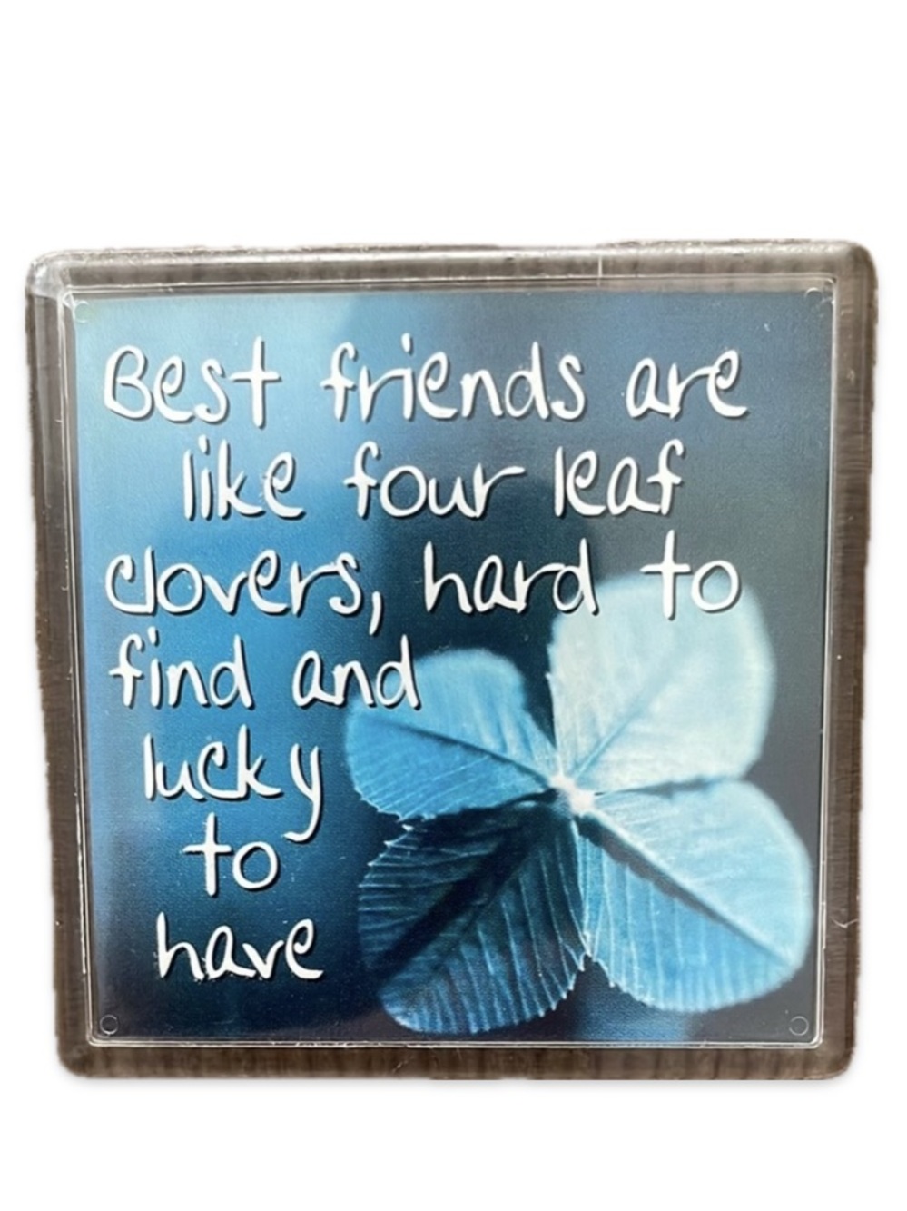 Inspirational Four Leaf Clover Plaque Fridge Magnet | Best Friends Quote | UK Ma